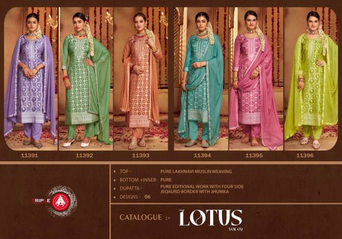 Triple Aaa Lotus Vol 2 Heavy Masleen Dress Material Catalog
